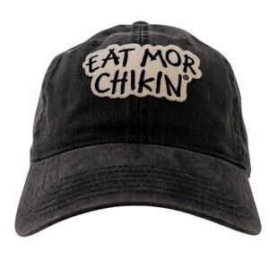 Chick-fil-A Eat Mor Chikin Washed Black Baseball Cap Men's Adjustable Dad Hat